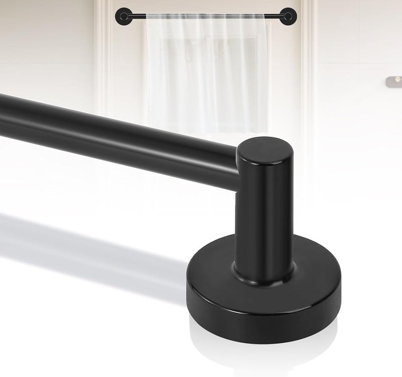 HTZON Black Magnetic Curtain Rod for Door:Magnet Curtain Rods for Classroom Whiteboard,Small Adjustable Magnetic Towel Bar,Tool-Free French Magnet Pole with Leather Protective Cover No Drilling 16-28" - Image 1